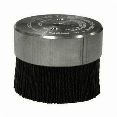 Nylox Burr-Rx 86110 Crimped Miniature Round Straight Disc Brush, 3 in Dia Brush, 3/8 in, 0.043 in, Ceramic Fill