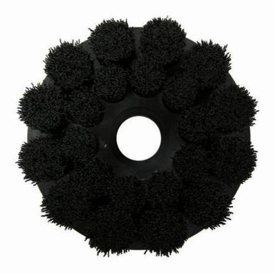 Burr-Rx 86117 Crimped Maximum Density Round Shell Mill Holder Straight Disc Brush, 6 in Dia Brush, 1-1/4 in, 0.055 in, Ceramic Fill