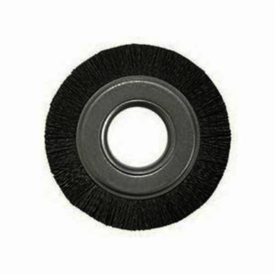 Nylox Burr-Rx 86124 Composite Wheel Brush, 6 in Dia Brush, 3/4 in W Face, 0.043 in Dia Crimped/Round Filament/Wire, 2 in Arbor Hole