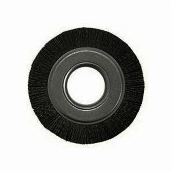 Nylox Burr-Rx 86124 Composite Wheel Brush, 6 in Dia Brush, 3/4 in W Face, 0.043 in Dia Crimped/Round Filament/Wire, 2 in Arbor Hole