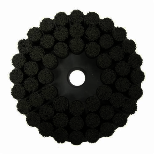 Burr-Rx 86125 Crimped Round Shell Mill Holder Straight Disc Brush, 10 in Dia Brush, 1-1/4 in, 0.026 in, Ceramic Fill
