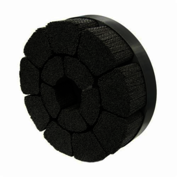 Burr-Rx 86142 Crimped Round Shell Mill Holder Straight Disc Brush, 8 in Dia Brush, 1-1/4 in, 0.043 in, Ceramic Fill
