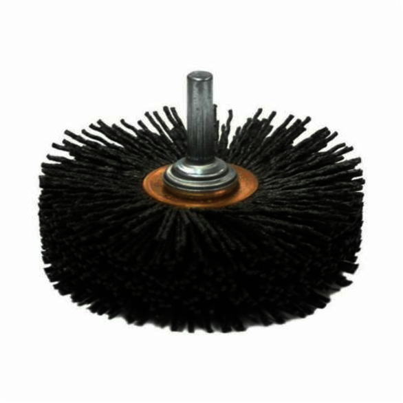 Nylox 86172 Conflex Wheel Brush, 3 in Dia Brush, 1 in W Face, 0.055 in Dia Crimped Filament/Wire