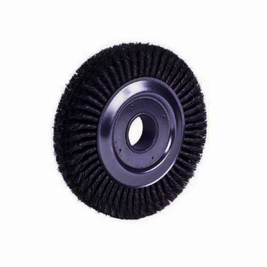 Weiler 94008 4-Section Wheel Brush, 10 in Dia Brush, 1-3/4 in W Face, 0.023 in Dia Cable Twist Knot Filament/Wire, 2 in Arbor Hole