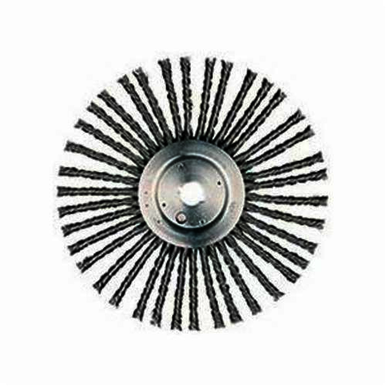 Weiler 94224 Joint and Crack Wheel Brush, 12 in Dia Brush, 3/8 in W Face, 0.035 in Dia Cable Twist Knot Filament/Wire, 1 in Arbor Hole