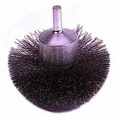Weiler 96705 Circular Flared End Brush, 4 in, Crimped, 0.008 in, Stainless Steel Fill