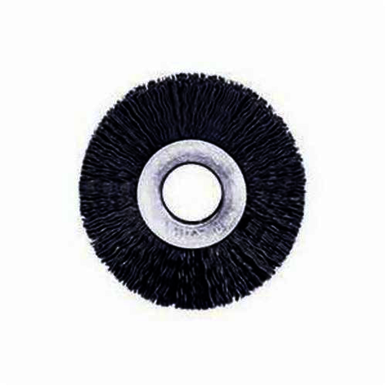 Weiler 99346 Small Diameter Wheel Brush, 2-1/2 in Dia Brush, 3/8 in W Face, 0.022 in Dia Crimped Filament/Wire, 5/8 in Arbor Hole