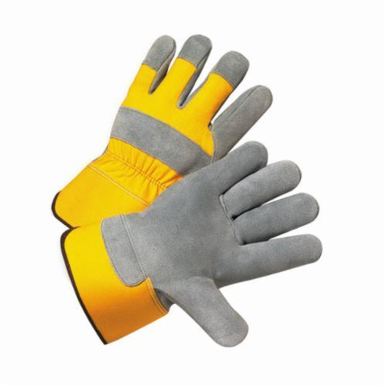 PIP 500Y Premium Grade Leather Palm Gloves, L, Split Cowhide Leather Palm, Yellow, Gunn Cut/Wing Thumb