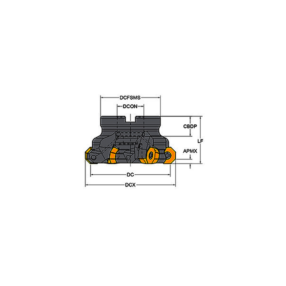 YG-1 Cutting Tools 17000160 1.0000 in Cut Diam, 0.6300 in Max Depth of Cut, 90 Degree, Indexable Chamfer & Angle Face Mill