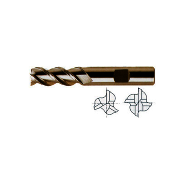 YG-1 13540PC E3053 Center Cut Double End Regular Length End Mill, 1 in Dia Cutter, 1-7/8 in Length of Cut, 4 Flutes, 1 in Dia Shank, 6-3/8 in OAL, TiCN Coated