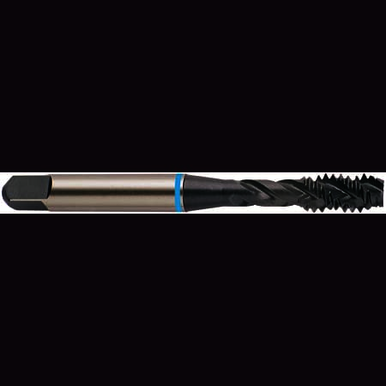 YG-1 BH435 BH Series Single End Spiral Flute Tap, Right Hand Cutting, M10x1.25 Thread, D5 Thread Limit, Modified Bottoming Chamfer, Right Hand Flute Direction, 3 Flutes, Steam Oxide, Super HSS