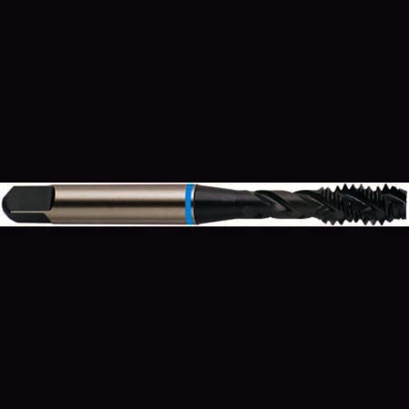 YG-1 BH435 BH Series Single End Spiral Flute Tap, Right Hand Cutting, M10x1.25 Thread, D5 Thread Limit, Modified Bottoming Chamfer, Right Hand Flute Direction, 3 Flutes, Steam Oxide, Super HSS