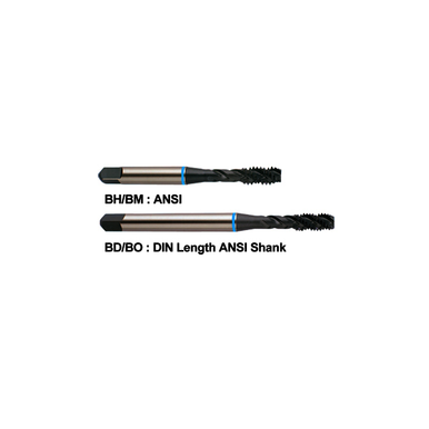 YG-1 BM244 BM Series Single End Spiral Flute Tap, Right Hand Cutting, M4x0.7 Thread, D4 Thread Limit, Modified Bottoming Chamfer, Right Hand Flute Direction, 3 Flutes, Hardslick Coated, Super HSS