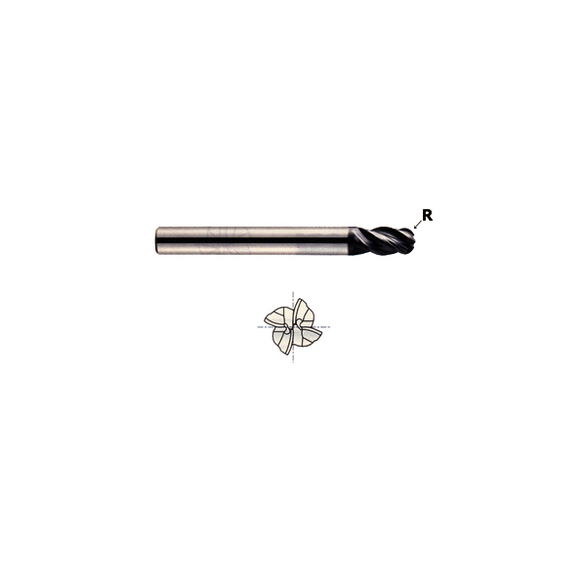 YG-1 EMB74160 EMB74 V7 MILL INOX Ball Nose Center Cut High Performance Metric Regular Length Variable Helix End Mill, 16 mm Dia Cutter, 32 mm Length of Cut, 4 Flutes, 16 mm Dia Shank, 92 mm OAL, AlTiN Coated