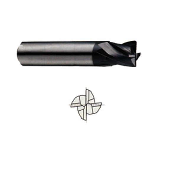 YG-1 EMD46008 V7 Mill Steel EMD46 High Performance Regular Length End Mill, 1/8 in Dia Cutter, 3/8 in Length of Cut, 4 Flutes, 1/8 in Dia Shank, 1-1/2 in OAL, TiAlN Coated