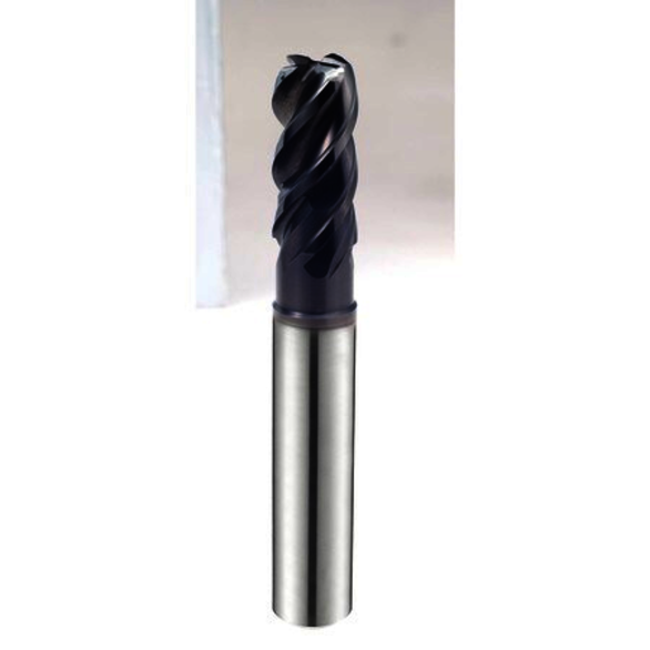 YG-1 TitaNox Power GMG40905 Center Cut Metric Variable Helix Corner Radius End Mill With Double Core and Extended Neck, 10 mm Dia Cutter, 1 mm Corner Radius, 22 mm Length of Cut, 4 Flutes, 10 mm Dia Shank, 72 mm OAL, Y-Coated