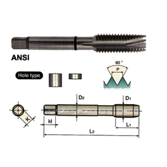 TAP M10X1.0 D5 3FL SPPT PLUG COBO TICN